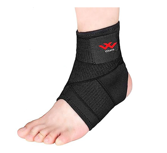 pair of black ankle bracers for foot stabilisation